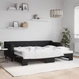 fekete kihúzható szövet heverő 80 x 200 cm