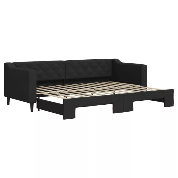 fekete kihúzható szövet heverő 80 x 200 cm