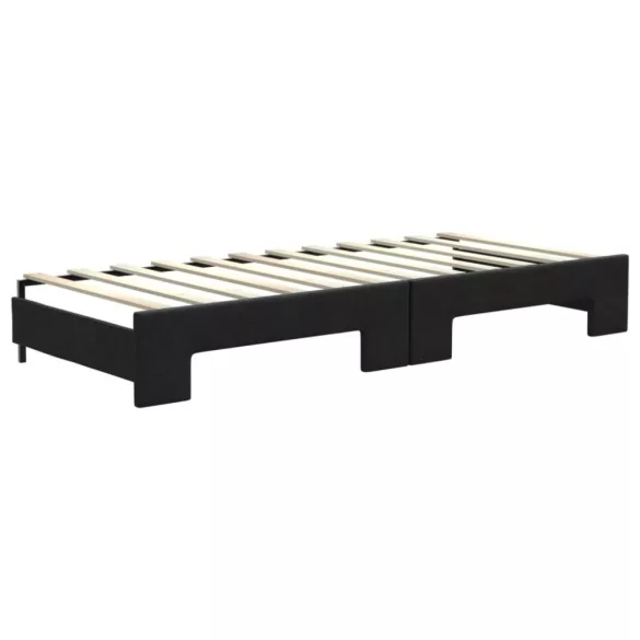 fekete kihúzható szövet heverő 80 x 200 cm