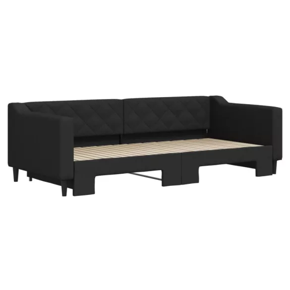 fekete kihúzható szövet heverő 90x200 cm