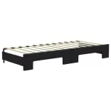 fekete kihúzható szövet heverő matracokkal 80 x 200 cm