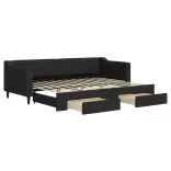 fekete kihúzható szövet heverő fiókokkal 80 x 200 cm