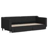 fekete kihúzható szövet heverő fiókokkal 80 x 200 cm