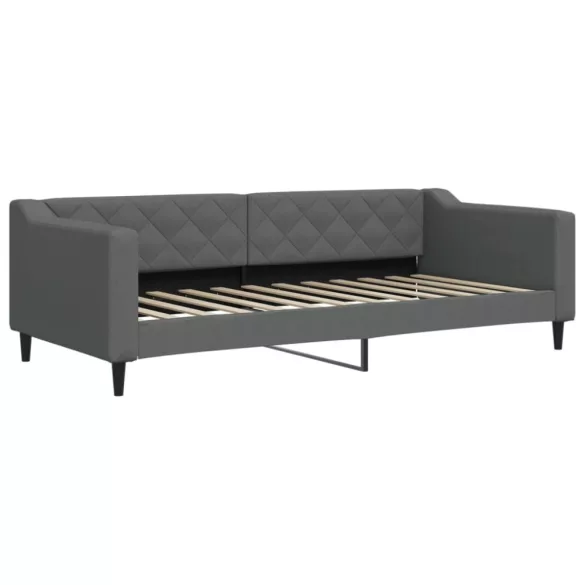 sötétszürke kihúzható szövet heverő fiókokkal 90 x 200 cm
