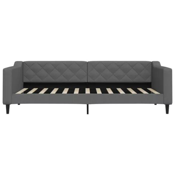 sötétszürke kihúzható szövet heverő fiókokkal 90 x 200 cm