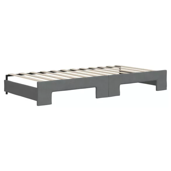 sötétszürke kihúzható szövet heverő fiókokkal 90 x 200 cm