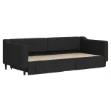 fekete kihúzható szövet heverő fiókokkal 90 x 200 cm