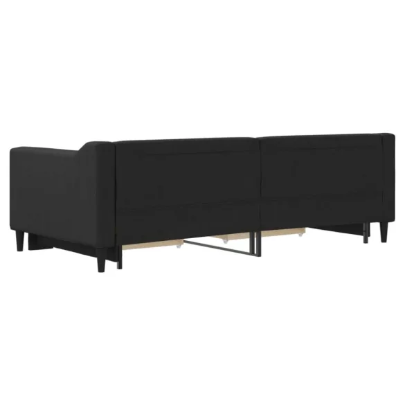 fekete kihúzható szövet heverő fiókkal 90 x 190 cm