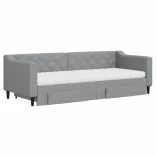 világosszürke kihúzható szövet heverő fiókokkal 80 x 200 cm