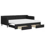 fekete kihúzható szövet heverő fiókokkal 80 x 200 cm