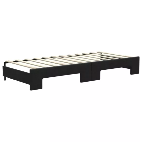 fekete kihúzható szövet heverő fiókokkal 80 x 200 cm