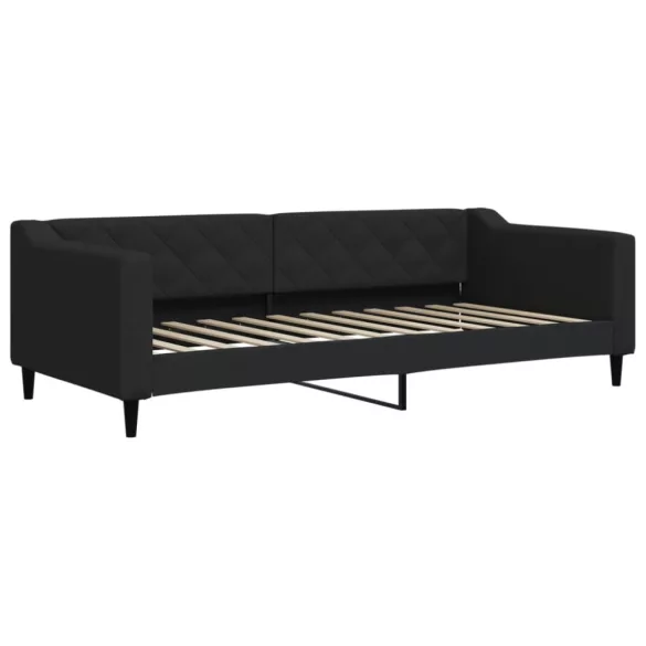 fekete kihúzható szövet heverő fiókokkal 90 x 200 cm
