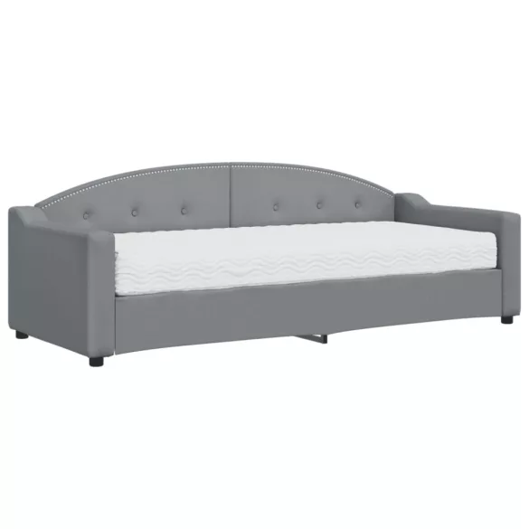 világosszürke szövet kanapéágy matraccal 80 x 200 cm