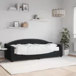 fekete szövet kanapéágy matraccal 80 x 200 cm