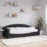 fekete szövet kanapéágy matraccal 90 x 200 cm