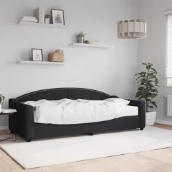 fekete szövet kanapéágy matraccal 90 x 200 cm