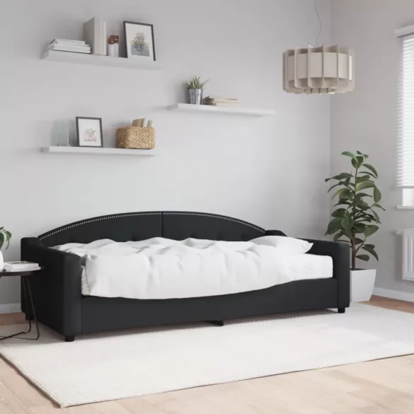 fekete szövet kanapéágy matraccal 90 x 200 cm