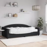 fekete szövet kanapéágy matraccal 100 x 200 cm