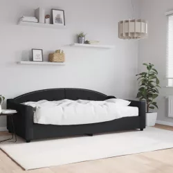 fekete szövet kanapéágy matraccal 100 x 200 cm