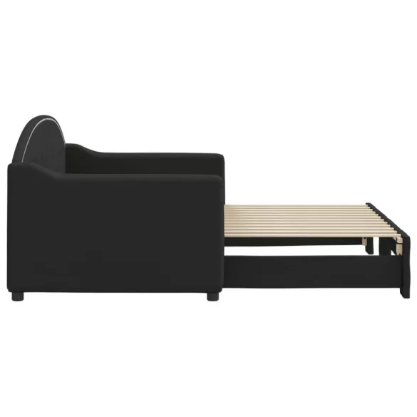 fekete kihúzható szövet heverő 80 x 200 cm