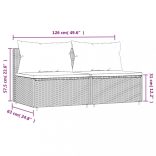 2 db barna polyrattan kerti középső kanapé párnával