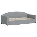 világosszürke kihúzható szövet heverő fiókokkal 80 x 200 cm