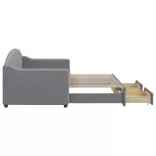 világosszürke kihúzható szövet heverő fiókokkal 80 x 200 cm