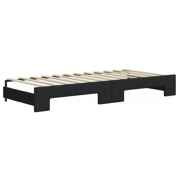 fekete kihúzható szövet heverő fiókokkal 80 x 200 cm