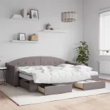 tópszínű kihúzható bársonyheverő fiókokkal 80 x 200 cm