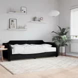 fekete szövet kanapéágy matraccal 90 x 200 cm