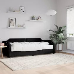 fekete szövet kanapéágy matraccal 100 x 200 cm