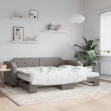 tópszínű kihúzható szövet heverő matracokkal 80 x 200 cm