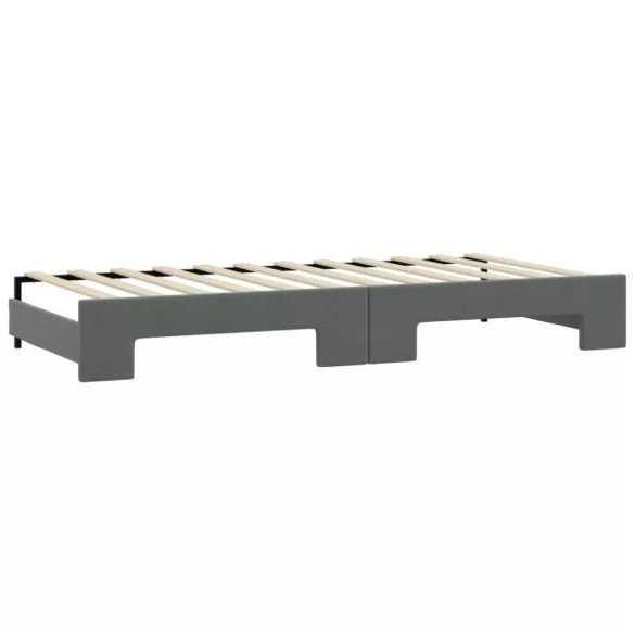 sötétszürke kihúzható szövet heverő matraccal 90 x 200 cm