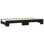 fekete kihúzható szövet heverő matracokkal 90 x 200 cm