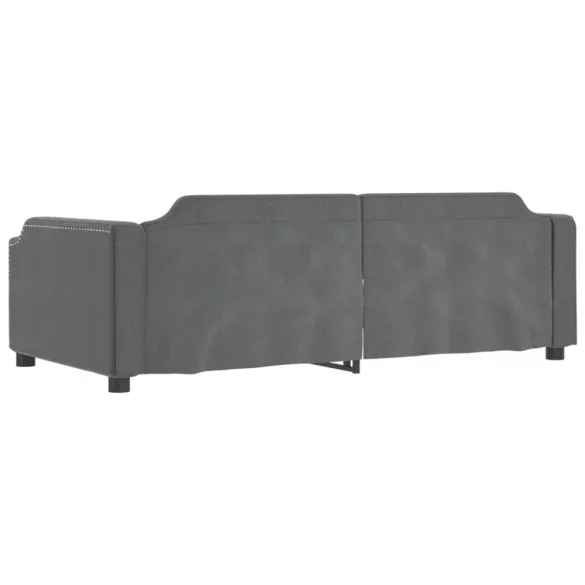 sötétszürke kihúzható szövet heverő fiókokkal 90 x 200 cm