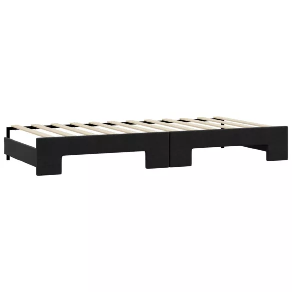 fekete kihúzható szövet heverő fiókokkal 90 x 200 cm