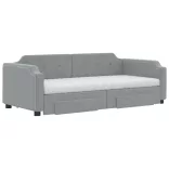 világosszürke kihúzható szövet heverő fiókokkal 80 x 200 cm