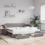 tópszínű kihúzható bársonyheverő fiókokkal 80 x 200 cm