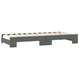 sötétszürke kihúzható szövet heverő fiókokkal 90 x 200 cm