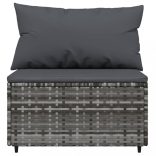 2 db szürke polyrattan kerti középső kanapé párnákkal