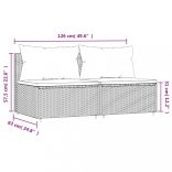 2 db szürke polyrattan kerti középső kanapé párnákkal