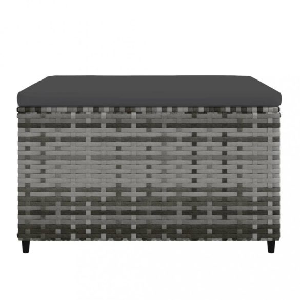 2 db szürke polyrattan kerti lábtartó párnával