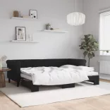 fekete kihúzható bársony heverő 80 x 200 cm