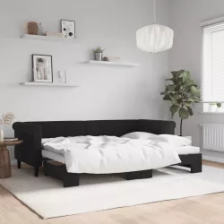fekete kihúzható bársony heverő 80 x 200 cm