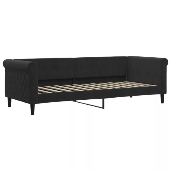 fekete kihúzható bársony heverő 80 x 200 cm