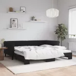fekete kihúzható bársonyheverő 100 x 200 cm