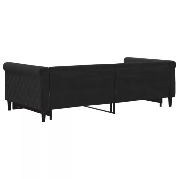 fekete kihúzható bársonyheverő 100 x 200 cm