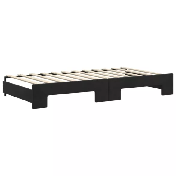 fekete kihúzható bársonyheverő 100 x 200 cm