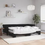 fekete kihúzható bársony heverő matraccal 80 x 200 cm