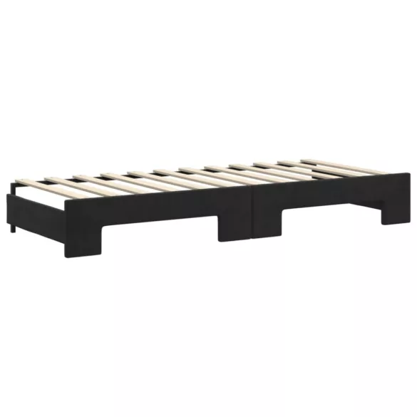 fekete kihúzható bársony heverő matraccal 80 x 200 cm